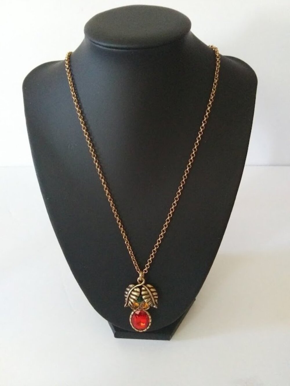 Patricia Nash Leaf Necklace with Large Colorful Stones Pendant